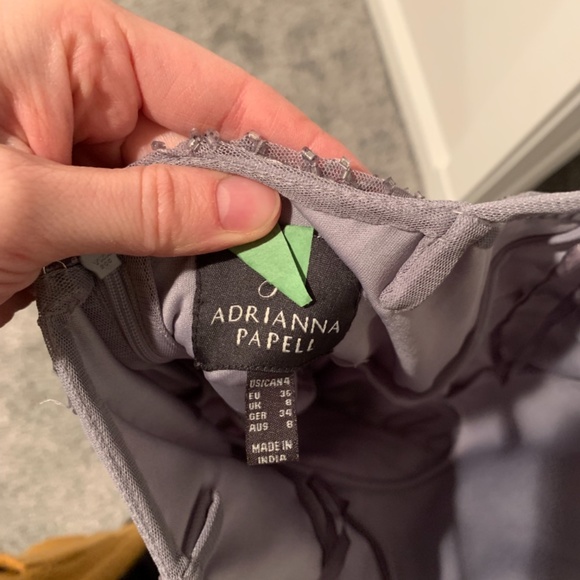 Adrianna Papell Silver Beaded Wedding Dress - Picture 3 of 7